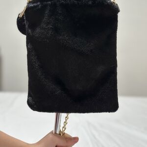 Elegant Black Faux Fur Shoulder Bag